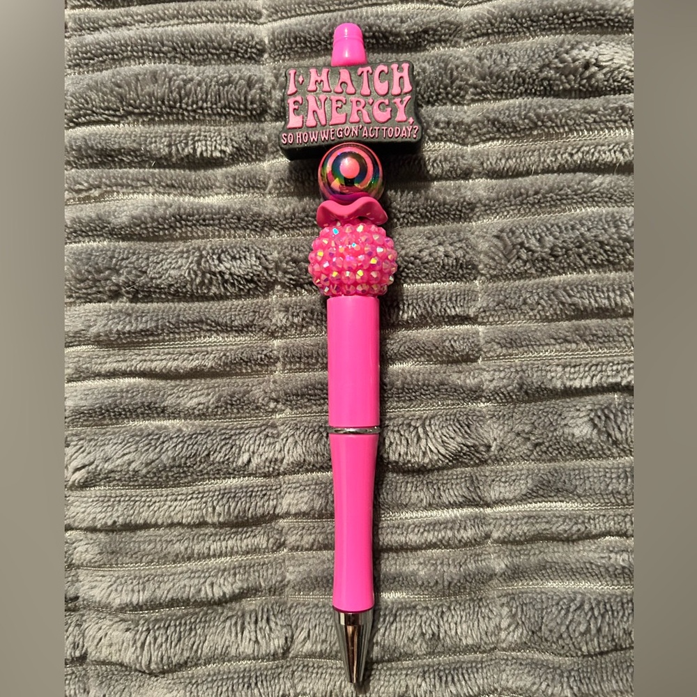 Vibrant Pink Pen with Bejeweled Topper